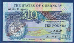 GUERNSEY - P. 50a -  10 Pounds ND (1980 -1989) UNC, S/n A105047 - Guernsey