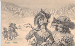 ILLUSTRATEUR SIGNEE VIENNE - Joyeux Noël - N°554 Femme Et Enfant Au Chapeau - Carte Postale Animée - Vienne