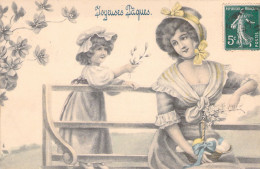 ILLUSTRATEUR SIGNEE VIENNE - Joyeuses Pâques - Mêre Et Sa Fille N°4024 - Carte Postale Animée - Vienne