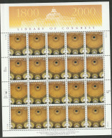 USA 2000 Library Of Congress - Sheet, Pane Of 20 Postfris MNH** Scott No. 3390 - Hojas Completas