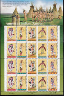 USA 1996 American Indian Dances. Pane Of 20, Sheet Postfris MNH** Scott No. 3072-3076a - Fogli Completi