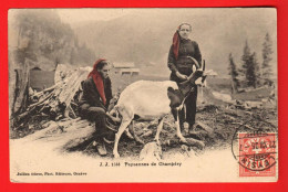 Delcampe - KAU-10 Paysannes De Champéry Avec Chèvre  . Foulards Rouges.Cachet Leysin 1906 Circ. Vers Béziers . Jullien 1533 - Champéry