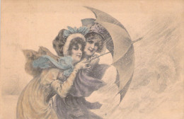 ILLUSTRATEUR SIGNEE VIENNE - Deux Femmes Sous Un Parapluie - Carte Postale Animée - Vienne