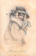 ILLUSTRATEUR SIGNEE VIENNE - Bonne Année - Femme Au Sourire - Chapeau  338 - Carte Postale Animée - Vienne