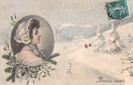 ILLUSTRATEUR SIGNEE VIENNE - Bonne Année - Femme Au Bonnet Prairie - 5051 - Carte Postale Animée - Vienne