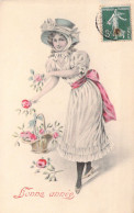 ILLUSTRATEUR SIGNEE VIENNE - Bonne Année - Femme Au Chapeau - 502 - Carte Postale Animée - Vienne