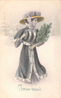 ILLUSTRATEUR SIGNEE VIENNE - Bonne Année - Femme Au Chapeau - 230 - Carte Postale Animée - Vienne