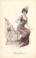 ILLUSTRATEUR SIGNEE VIENNE - Bonne Année - Femme Charleston Et Cupidon 767 - Carte Postale Animée - Vienne