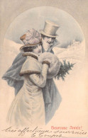 ILLUSTRATEUR SIGNEE VIENNE - Bonne Année - Couple - Neige - Manteau - 156 - Carte Postale Animée - Vienne