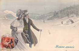 ILLUSTRATEUR SIGNEE VIENNE - Bonne Année - Couple - 5000a - Carte Postale Animée - Vienne