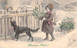 ILLUSTRATEUR SIGNEE VIENNE - Bonne Année - Enfants - Chien - Houx - 689  - Carte Postale Animée - Vienne