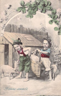 ILLUSTRATEUR SIGNEE VIENNE - Bonne Année - Enfants - Cochon - Panier - 5026 - Carte Postale Animée - Vienne