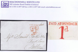 Ireland Louth Uniform Penny Post 1843 Clean Cover To Dublin Prepaid Single With PAID AT DUNDALK/1d In Red - Voorfilatelie