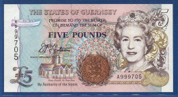 GUERNSEY - P. 56a -  5 Pounds ND (1996) UNC, S/n A999705 - Guernsey