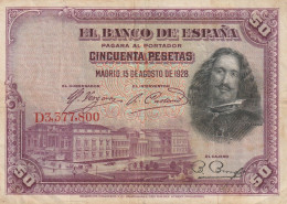 España Spain Espagne 50 PESESTAS 1928 - 50 Peseten