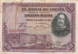 España Spain Espagne 50 PESESTAS 1928 - 50 Pesetas