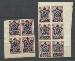 RUSSIA Russland 1923 Michel 206 - 207 B As 4-block & 6-block MNH - Unused Stamps