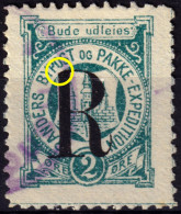 DANEMARK / DENMARK - 1887 - RANDERS Local Post R On 2 øre Myrtle Green (Broken R) P.12- VF Used -a - Emissioni Locali