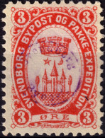 DANEMARK / DENMARK - 1887 - SVENDBORG Local Post 3 øre Red - VF Used -d - Local Post Stamps