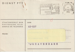 The Netherlands Flamme Postale - Postmark - Poststempel Laat Voor De Post Langs Gehele Bovenkant 4 C. Vrij - 1962 - Maschinenstempel (EMA)