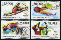 Türkiye 2000 Mi 3240-3243 Sydney Olympic Games | Rhythmic Gymnastics, Swimming, High Jump, Archery - Used Stamps