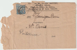 4339 Lettre 1891 Cahors Talou Sautet Pour Saint Denis Garrigou Timbre Fiscal Quittances Reçus - 1877-1920: Semi Modern Period