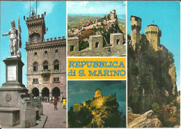 Repubblica Di San Marino, Vedute Palazzo Dei Reggenti E Statua Libertà, Prima Torre, Prima Torre Di Notte, Seconda Torre - San Marino