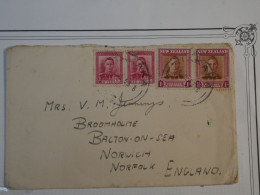 BQ12 NEW ZEALAND  BELLE LETTRE   1953 A NORFORLK ENGLAND+2 PAIRES  +AFFRANCH.INTERESSANT + - Covers & Documents