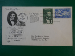 BQ12 ETATS UNIS    BELLE LETTRE FDC 1959 BUFFALO  +LINCOLN  +AFFRANCH. PLAISANT +++ - 1951-1960