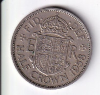 MONEDA DE GRAN BRETAÑA DE 1/2 CROWN DEL AÑO 1958  (COIN) ELIZABETH II - K. 1/2 Crown