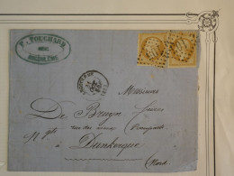 BQ12 FRANCE   BELLE LETTRE 1864  ANGOULEME A DUNKERQUE  +2X N°21+AFFRANCH.INTERESSANT +++ - 1862 Napoléon III.