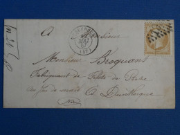 BQ12 FRANCE   BELLE LETTRE CURIOSITé RR 1867  DE LA MAISON D ARRET DE DUNKERQUE +N°21 +AFFRANCH.INTERESSANT +++ - 1862 Napoleone III