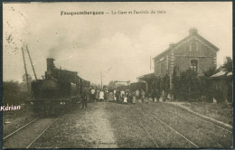 REPRODUCTION Ancienne D'une CPA - Fauquembergues - La Gare Et L'Arrivée Du Train - Voir 2 Scans Larges & Descriptif - Fauquembergues