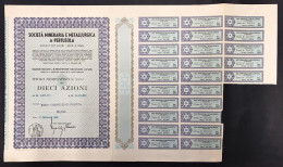 SOCIETÀ MINERARIA E METALLURGICA DI PERTUSOLA 10 AZIONI MILANO 1968 Cod.doc.324 - Industrie