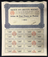 SOCIETE' DES BREVETS BERTHET Action De 100 Francs 27 09 1921 Cod.doc.328 - Industrie