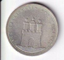 MONEDA DE PLATA DE ALEMANIA DE 10 MARK DEL AÑO 1989 LETRA J - HAMBURG (COIN) SILVER,ARGENT. - Autres & Non Classés