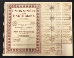 GUYANE Française UNION MINIERE DE LA HAUTE MANA Cod.doc.331 - Industrie