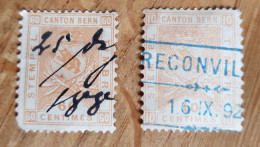 Lot 2 Timbres Fiscaux Canton Bern 10 Et 60 Centimes - Fiscali