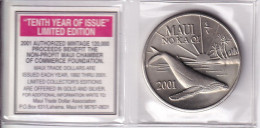 MONEDA DE MAUI DE 1 DOLLAR DEL AÑO 2001 CON CERTIFICADO (BALLENA-WHALE) (COIN) ISLA DE HAWAII - Autres & Non Classés
