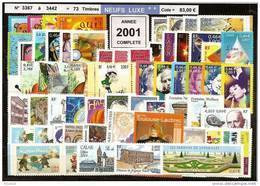 FRANCE - Année Complète 2001 - NEUF LUXE ** 73 Timbres - SUPERBE - 2000-2009