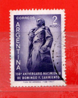 (Us.7) Argentina ° 1961 - DOMINGO SARMIENTO. Yv. 648.  Oblitérer.  Come Scansione. - Oblitérés