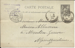 Entier Postal , 10 C , Type Sage , 1894 , N° YT 89 - CP4, Cachets De LYON ( Le Terreaux ) Type DAGUIN , MENTON - Tarjetas Precursoras