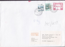 Switzerland OPM AG Uprated Automatic Stamped ZÜRICH (Industriequartier) 1989 Cover Brief Lettre MANNHEIM Germany - Automatic Stamps