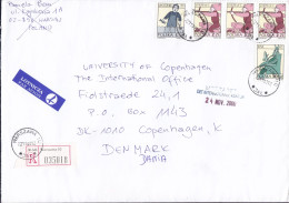 Poland LOTNICZA Par Avion & Registered Einschreiben Labels WARSZAWA 2000 Cover Brief Denmark 3-Stripe - Lettres & Documents