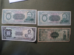 PARAGUAY. LOT DE 4 BILLETS DE BANQUE DIFFERENTS. ANNEES 1960 / 80 - Paraguay