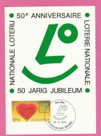 Carte Maximum - Belgique - 1984 - 50e Anniversaire De La Loterie Nationale - 1981-1990