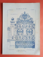 LES METAUX OUVRES 1882 LITHO FER FONTE CUIVRE ZINC " GRILLE DE PARC COQUET ARCHITECTE A LYON " 3 PLANCHES - Architecture