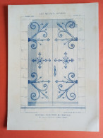 LES METAUX OUVRES 1882 LITHO FER FONTE CUIVRE ZINC " PENTURES D'UNE PORTE DE CHAPELLE " 1 PLANCHE - Architecture