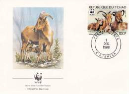 WWF - 074,24 - FDC - € 2,22 - 1-12-1988 - 100F - Barbary Sheep - Chad - Other & Unclassified