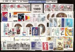 FRANCE - Année Complète 1989 - NEUF LUXE ** 53 Timbres + Triptyque T 2576 - 1980-1989